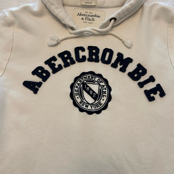 Abercrombie and Fitch Co. Muscle Hoodie White Distressed Size L - Picture 6 of 16